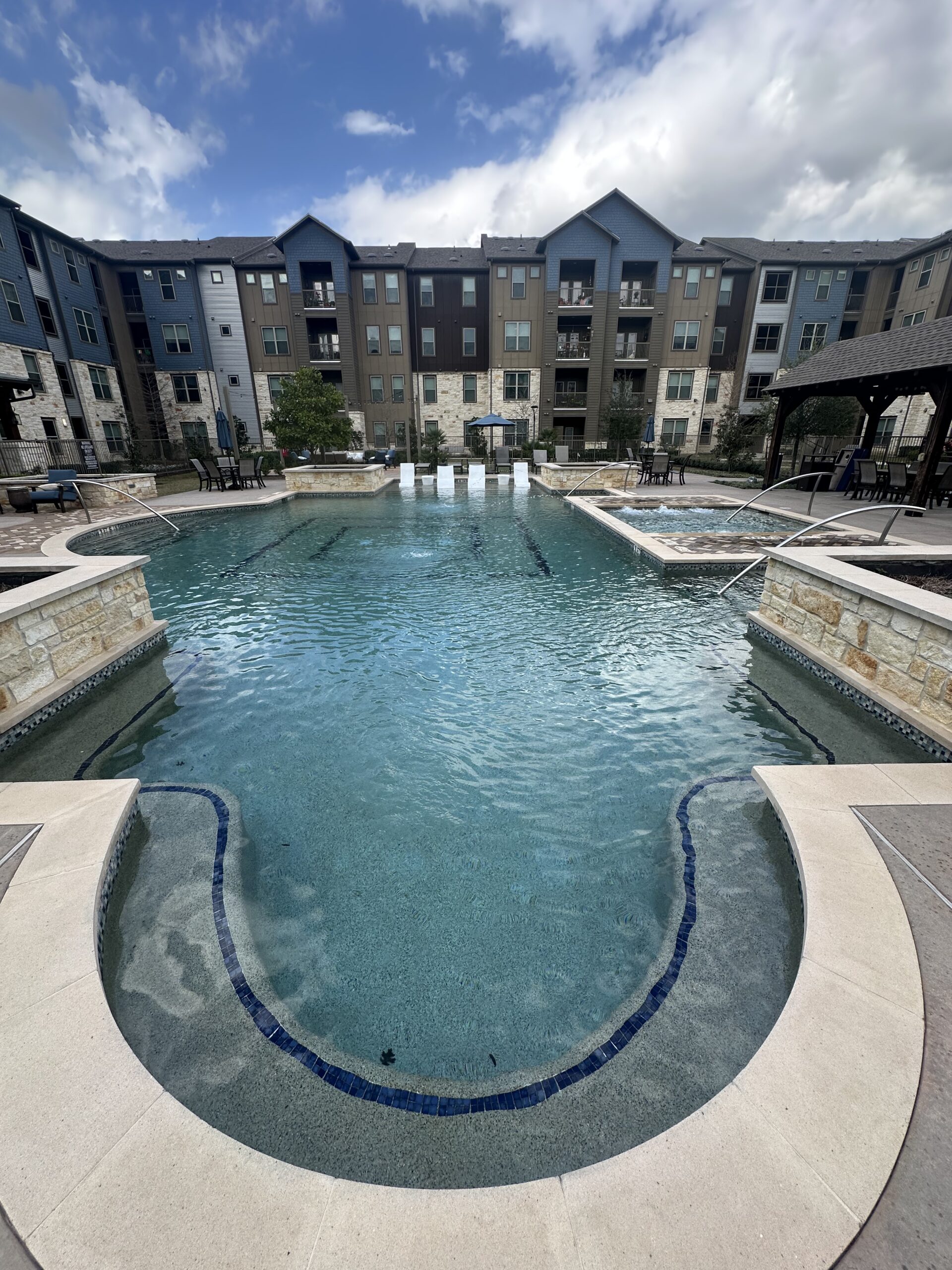 Clean residential pool maintained by Blue Orca Aquatics